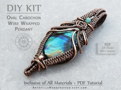 Wire Wrapping DIY Kit Jewelry Making Adults Craft Pendant Tutorial Weaving Gift