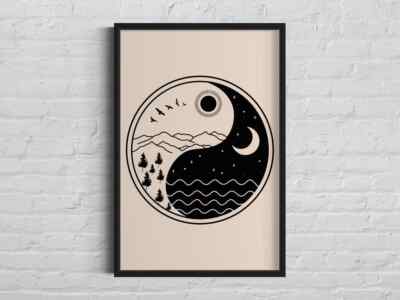 Yin Yang Sun Moon Poster Premium Quality Choose your Size