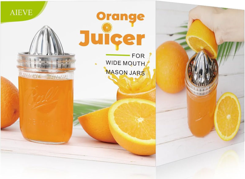 Mason Jar Lemon Squeezer Lid, Stainless Steel Citrus Juicer Canning Jar Lids for
