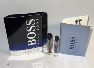 Lot of 2 Hugo Boss Bottled ~ Tonic 1.5ml ~ Night 2ml Vial EDT Splash Sample Vial