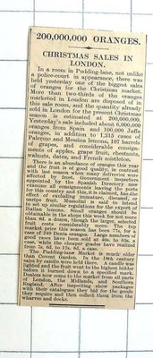 1927 The Old Pudding Lane Market, 200 Million Oranges Sold