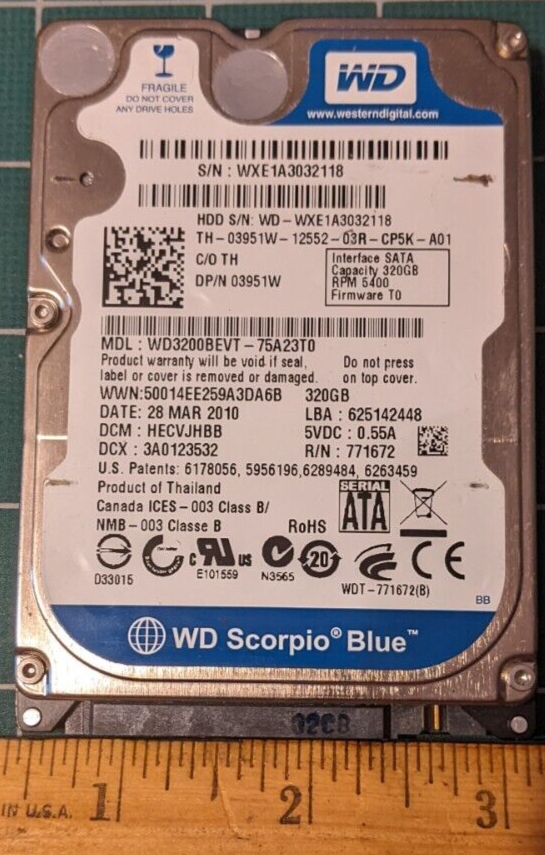 PCパーツ WESTERN DIGITAL WD3200BPVT Scorpio Blue 320GB 5400 RPM 8MB cache SATA 3.0Gb/s 2.5 internal notebook hard drive (Bare Drive) by Western Amazon.com: WD3200BPVT-22JJ5T0 WESTERN DIGITAL SCORPIO BLUE