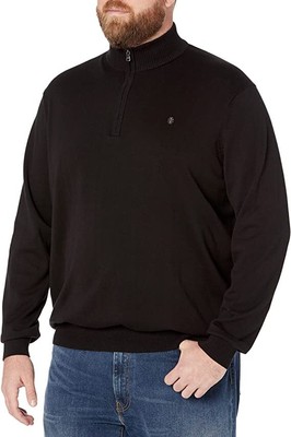 

IZOD Мужской пуловер Big - Tall Big Classics с длинными рукавами и четвертью молнией,, Черный