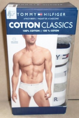 NEW MEN'S ''TOMMY HILFIGER 100% COTTON CLASSICS BRIEFS 4 PACK UNDERWEAR WITH FLY''