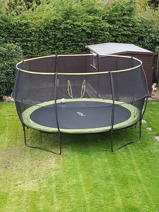 Outdoor Trampolines Rebo 10 X 14ft Rectangular Base Jump 2 Trampoline With Halo Ii Enclosure Fitness Trampolines Accessories