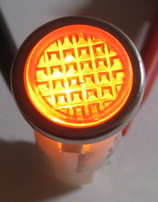 Amber w/ Steel Bezel Panel Mount Round Indicator Light - Solico 14V - 1 Watt