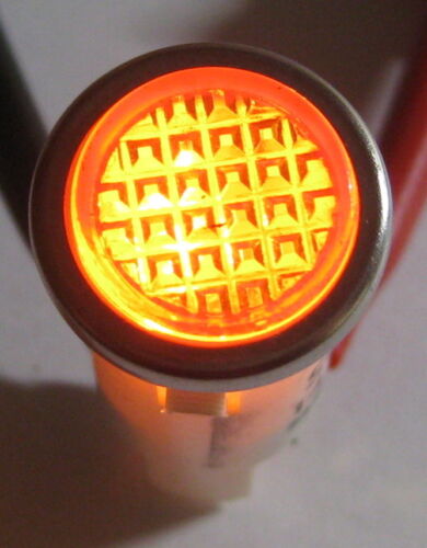 Amber w/ Steel Bezel Panel Mount Round Indicator Light - Solico 14V - 1 Watt