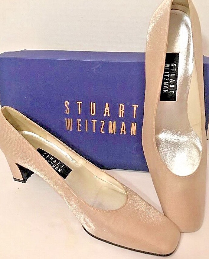 Stuart Weitzman ANNA Oyster Sparkle Pumps Wedding Champagne Box MSRP $162 Sz 9AA