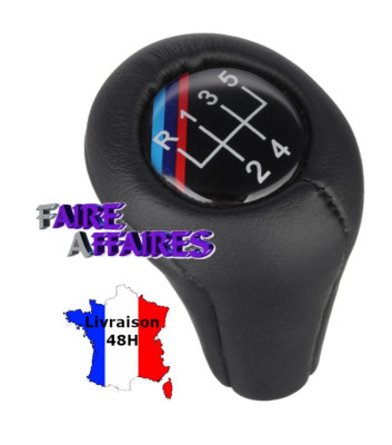 Pommeau levier vitesse 5 cuir BMW Motorsport Série 3 E30 E36 E46 E90 E91 E92 E93