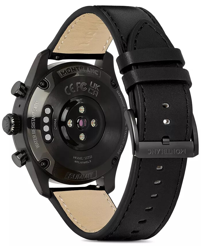 Pre-owned Montblanc Men's Summit 3 Black Leather Strap Smart Watch 42mm