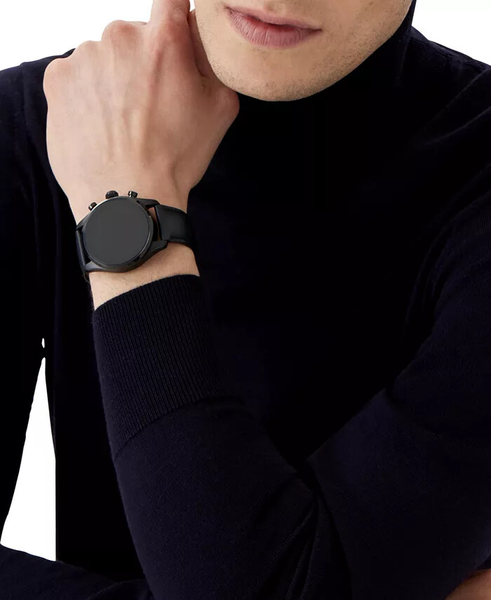 Pre-owned Montblanc Men's Summit 3 Black Leather Strap Smart Watch 42mm