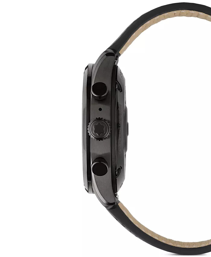 Pre-owned Montblanc Men's Summit 3 Black Leather Strap Smart Watch 42mm