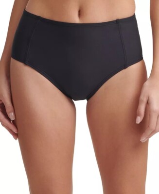 DKNY BLACK Seamed High-Waist Bikini Swim Bottom, US X-Large