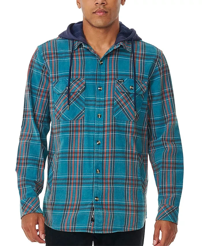 Rip Curl Ranchero Flannel Long Sleeve Shirt Men's M Blue Multi Button-Front - Picture 1 of 15
