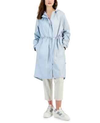 Rains Women's String Hooded Drawstring-Waist Parka Size Large L