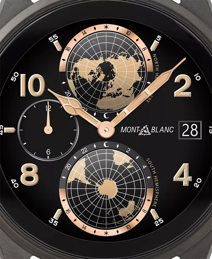 Pre-owned Montblanc Men's Summit 3 Black Leather Strap Smart Watch 42mm