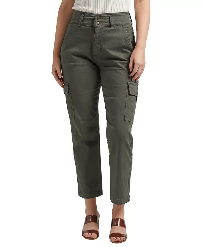 JAG High Rise Stretch Slim Tapered Leg Cargo Pants Women's 12/27 Sage Button Zip - Picture 1 of 18