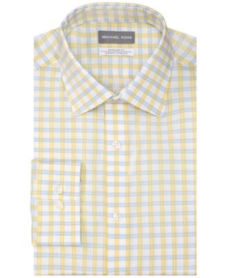 Michael Kors YELLOW MULTI Men's Airsoft Performance Dress Shirt, US 17½/36-37