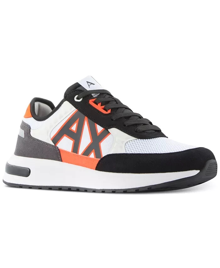 アンビ ARMANI EXCHANGE XUX090 MENS SNEAKERS LACE UP BLACK WHITE