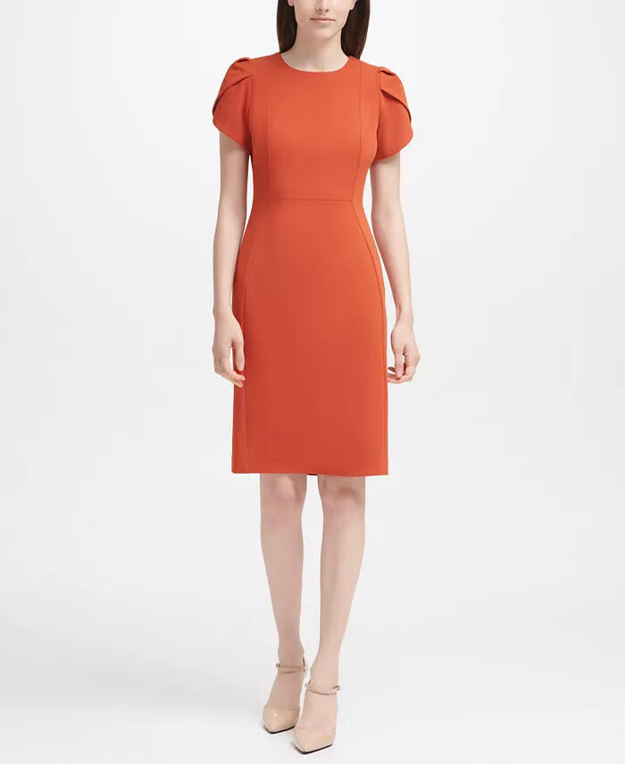 

Платье-футляр из крепа с рукавами-тюльпанами Calvin Klein NWT GINGER, размер, Hot orange