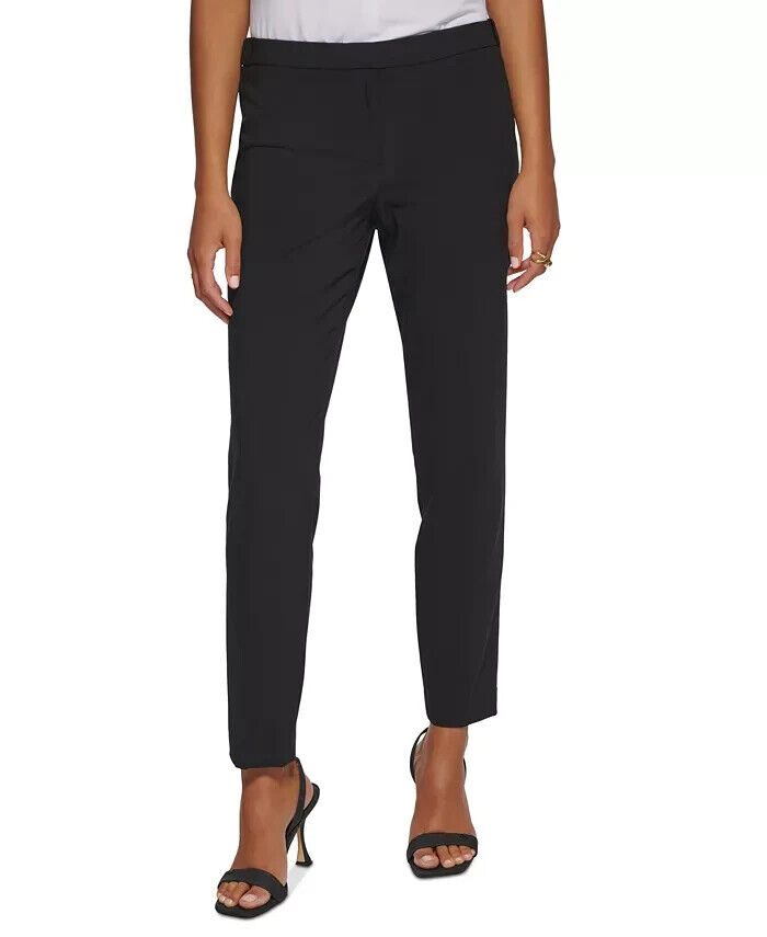 Calvin Klein Highline Ankle Length Pants Women's 6 Black Elastic Waist Pull On - Picture 1 of 15