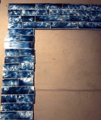 Complete Set Vintage Victorian Antique Fireplace Tiles Tile Navy Blue Encaustic