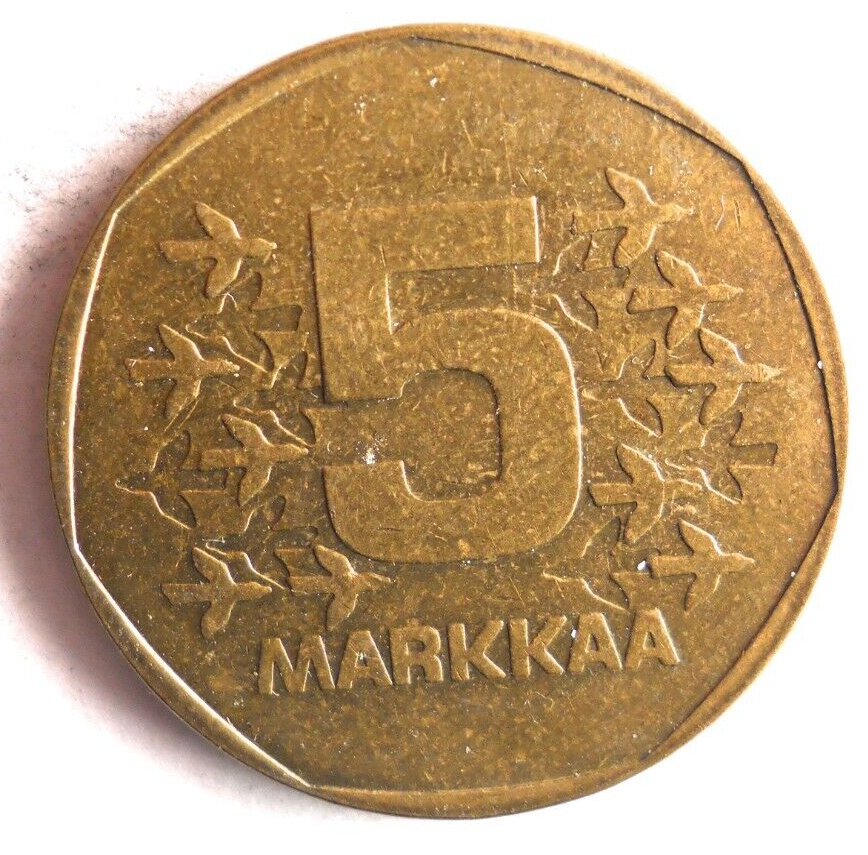 1973 FINLAND 5 MARKKAA - Excellent Coin - FREE SHIP - Bin