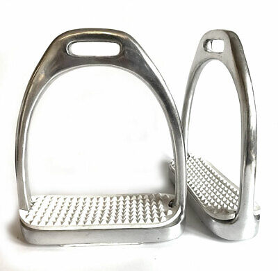 NEW CORONET FLEXI JOINTED STAINLESS STIRRUP IRONS with WHITE pads GREY sides 5/"