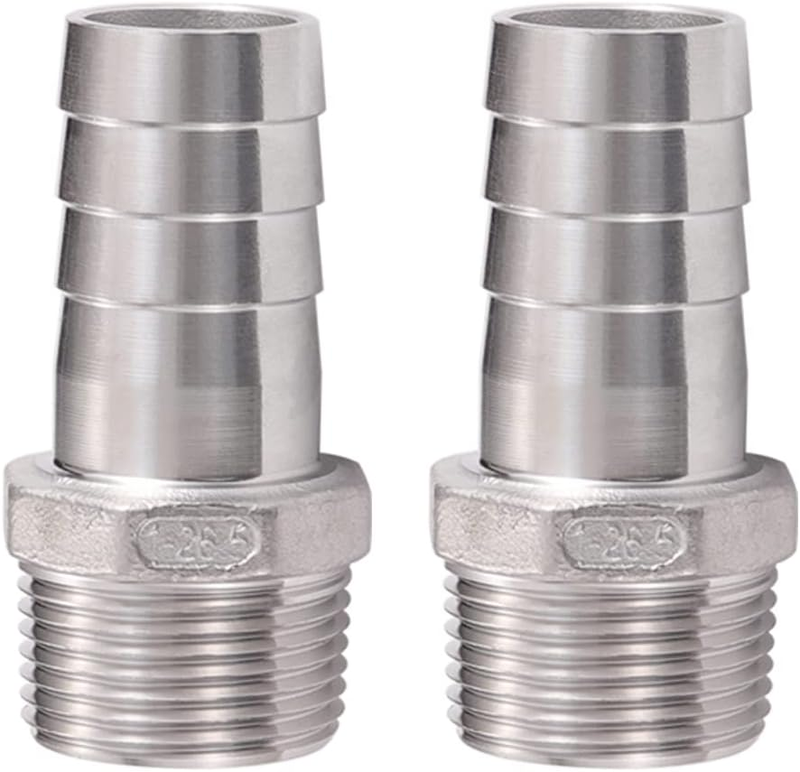 Stainless Steel Hose Barb Fitting,1" Hose Barb to 1" Male NPT, for Water Fuel Ai