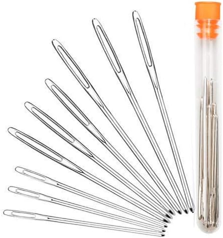 Large-Eye Blunt Needles, 9 Piece Stainless Steel Yarn Knitting Needles, Sewing N