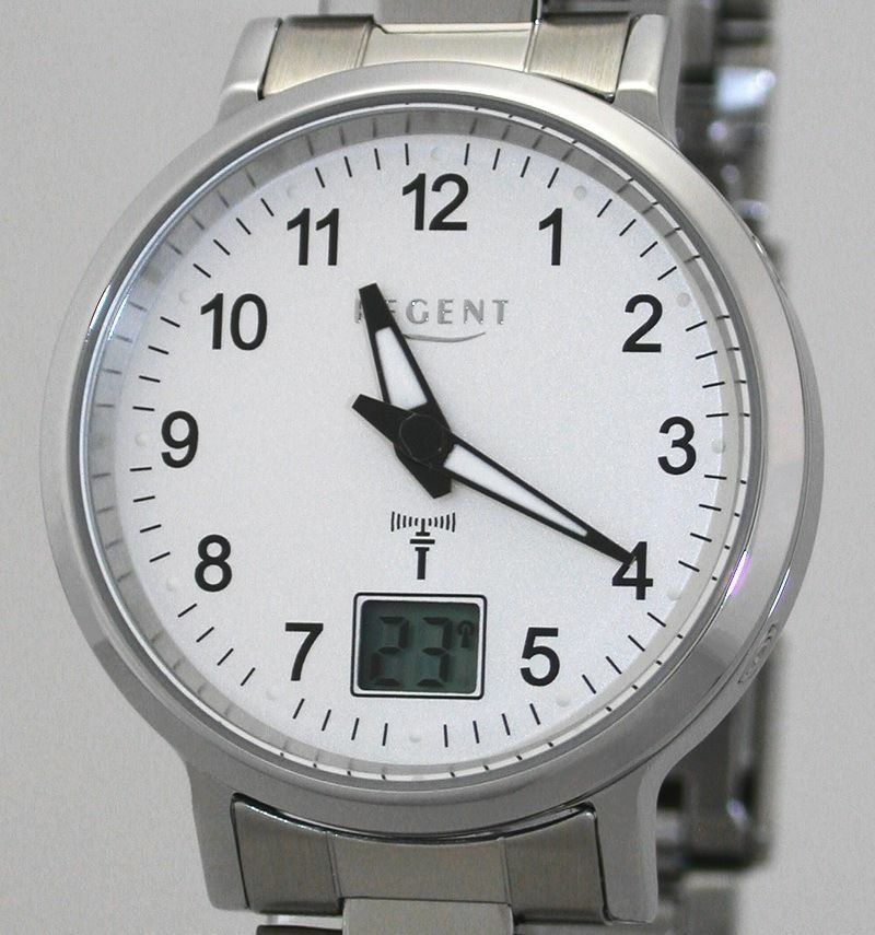 Günstige moderne Regent Edelstahl Damen-Funkuhr UVP 118,00 EUR NEU!