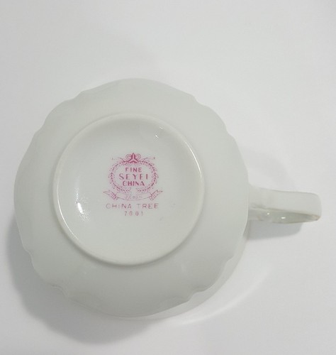 Seyei China Tree Tea Coffee Cup Floral Scallop Gold Trim Edge # 7001, JAPAN