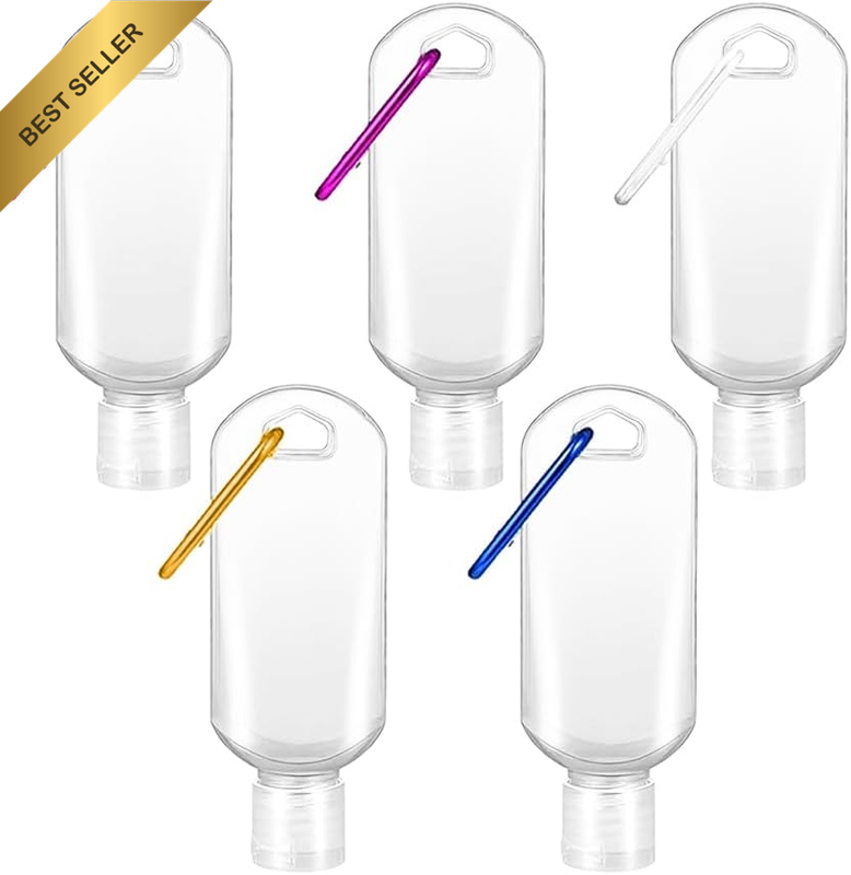 5Pcs Travel Bottles with Keychain, 50Ml/2Oz Portable Leakproof Squeeze Small Bot