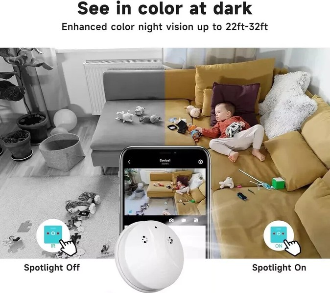 Hidden Mini Spy Camera in Smoke Detector 1080P WiFi Night Vision Home Security - Image 8