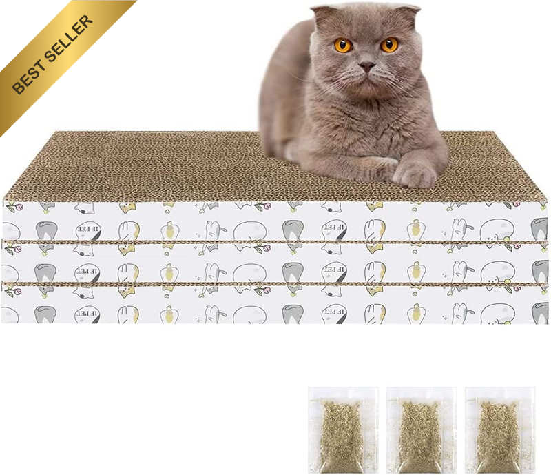 3 PCS Cat Scratcher,  Double Side Scratcher Cardboard Texture Design Durable Scr