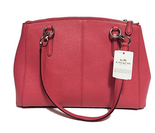 New Coach F57523 Mini Christie Carryall In Crossgrain Leather Strawberry NWT