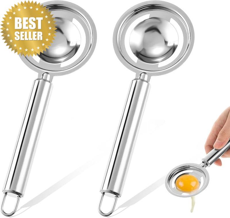 2 Pcs Egg Separator Stainless Steel Egg Yolk White Separation Tool Raw Egg Sieve