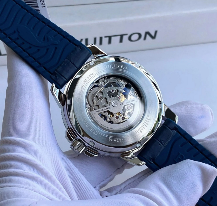 Pre-owned Bulova Men's Marine Star Automatic Blue Dial Watch 96a291