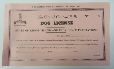 ヴィンテージ 犬 古本【チャン】 Vintage Dog License Registration Paper Certificate CENTRAL