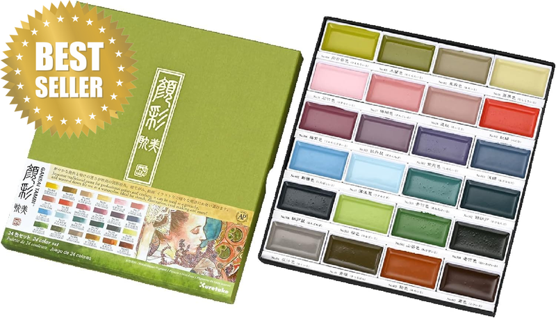 GANSAI TAMBI New 24 Color Set II “Art Nouveau” Set, Watercolor Paint Set, Profes