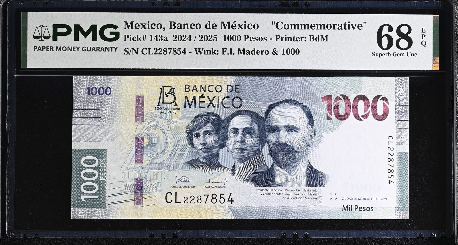 Mexico 1000 Pesos 2024 / 2025 P 143 Commemorative Superb Gem UNC PMG 68 EPQ