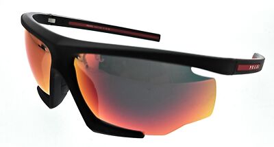 Pre-owned Prada Linea Rossa 0ps 07ys Dg010a Black Rubber Rectangular Sunglasses In Orange