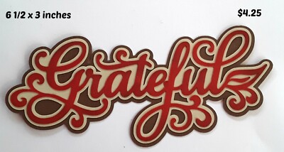 GRATEFUL FALL title scrapbook premade paper piecing  3D die cut for by Rhonda