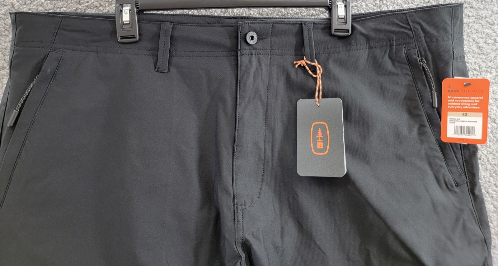Bass Outdoor Traveler Tech Commuter Shorts Men's 42 Caviar High Rise Zip/Button - Picture 3 of 18