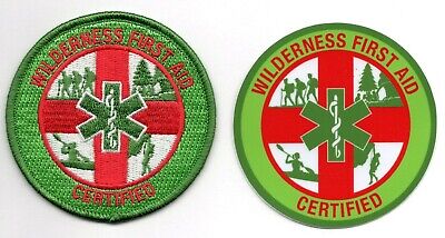 Wilderness First Aid Certified 3 Patch and Vinyl Sticker Decal Set NEW FREE SHIP