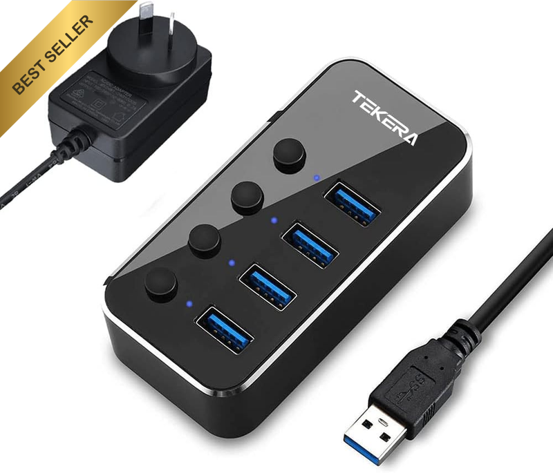 4-Port Powered USB 3.0 Hub w/ Individual Switches & AC Adapter