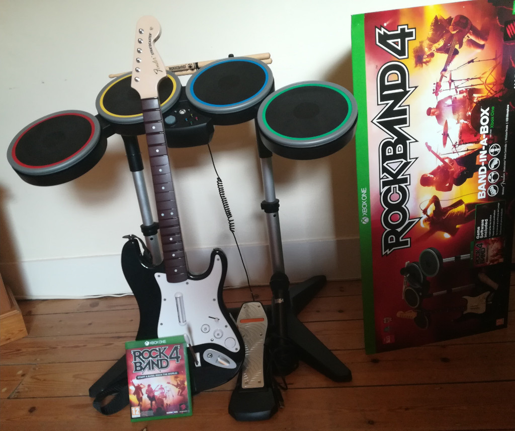 Rock Band 4 for Xbox One with Drums, Guitar, Microphone Good