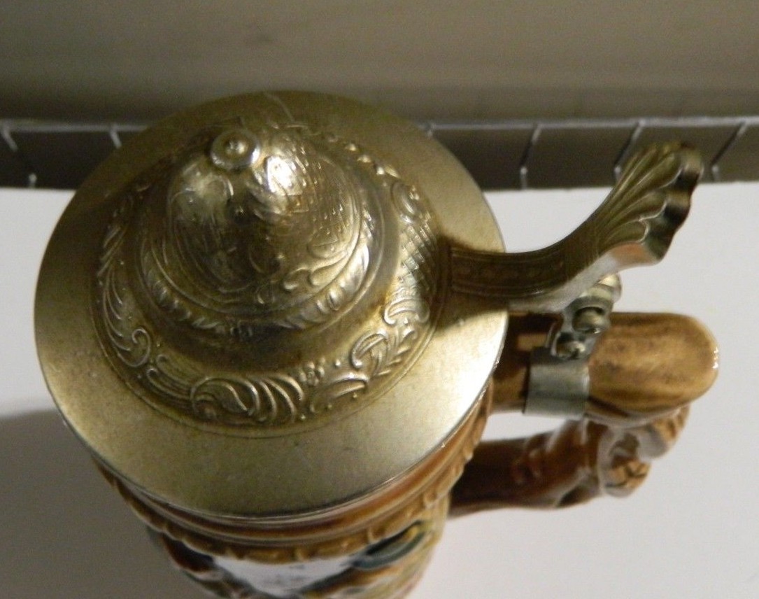 Unknown Beer Stein ceramic Raised Hand with lid bottom only marked Japan