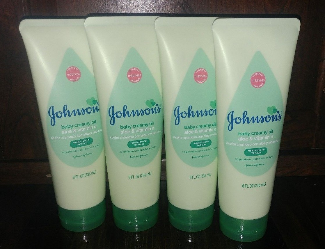 Lot 4 Johnson's Baby Creamy Oil 8 Oz Moisturizes Aloe + Vit E Lotion FREE SHIP