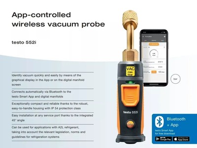 Testo 552i App-Controlled Wireless Vacuum Probe I for HVAC Systems   Bluetooth